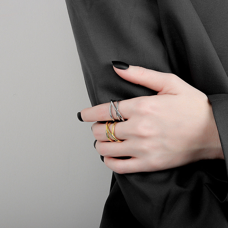Women's Open Hollow Metal French Wide Fashion Rings