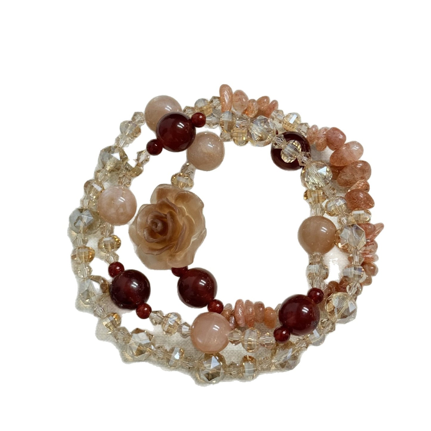 Moonlight Red Agate Champagne Chinese Sun Gravel Resin Flower Crystal Bracelet