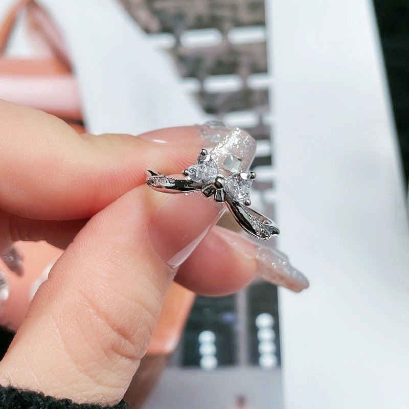 Women's Crown Bow Stylish Opening Cold Style Rings