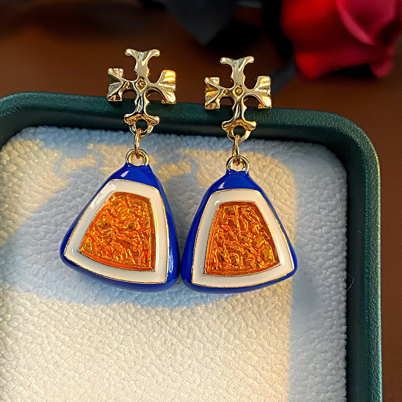 Oil Oval Geometric French Retro Special Earrings