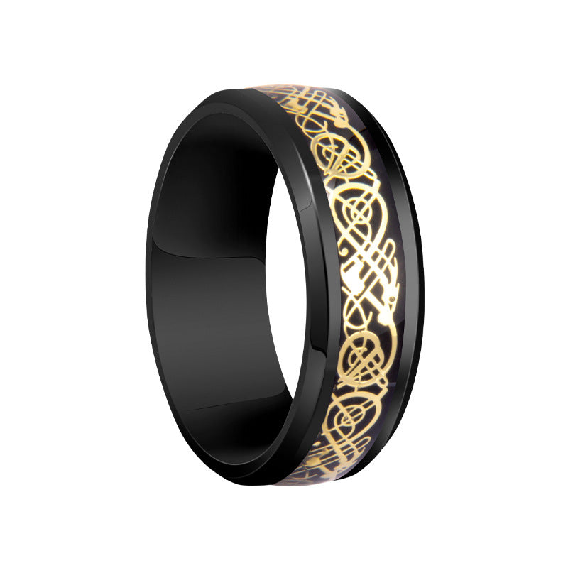 Men's Elegant Dragon Pattern Xi For Rings