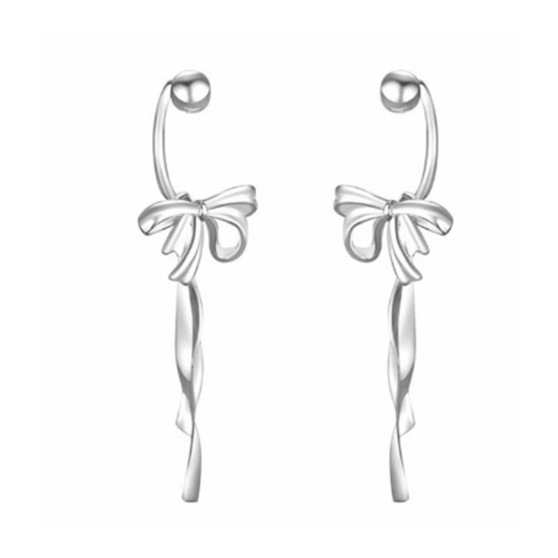 Ribbon Bow Sweet Spring High-grade Screw Earrings
