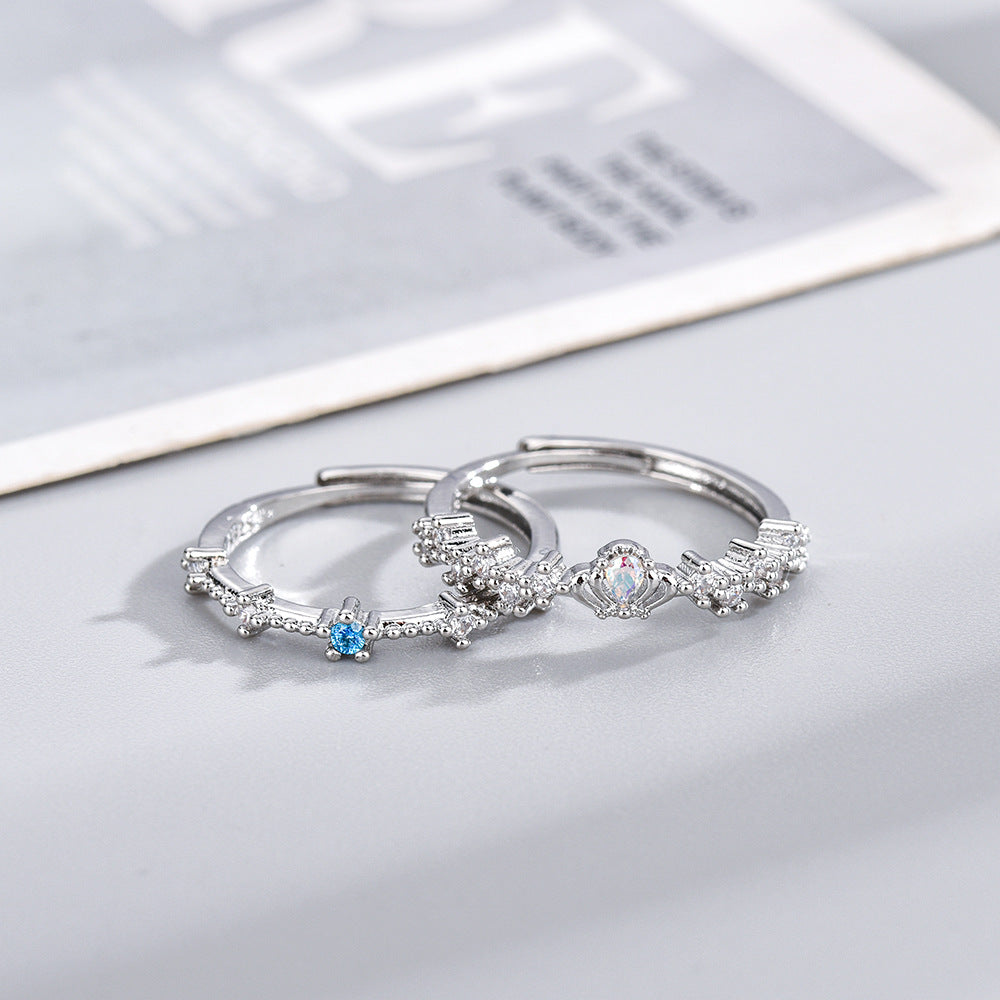 Women's & Men's Simple Temperament Small Fresh Inlaid Zircon Couple For Versatile Rings