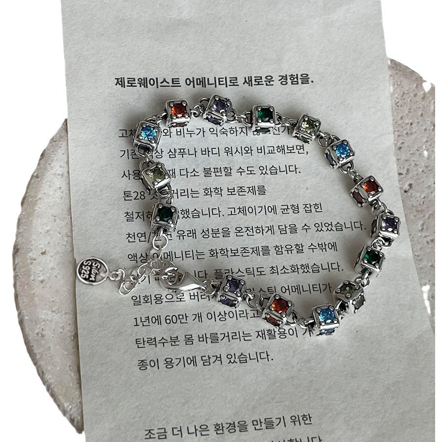 Women's Luxury Colorful Crystals Cube For Design Retro Bracelets