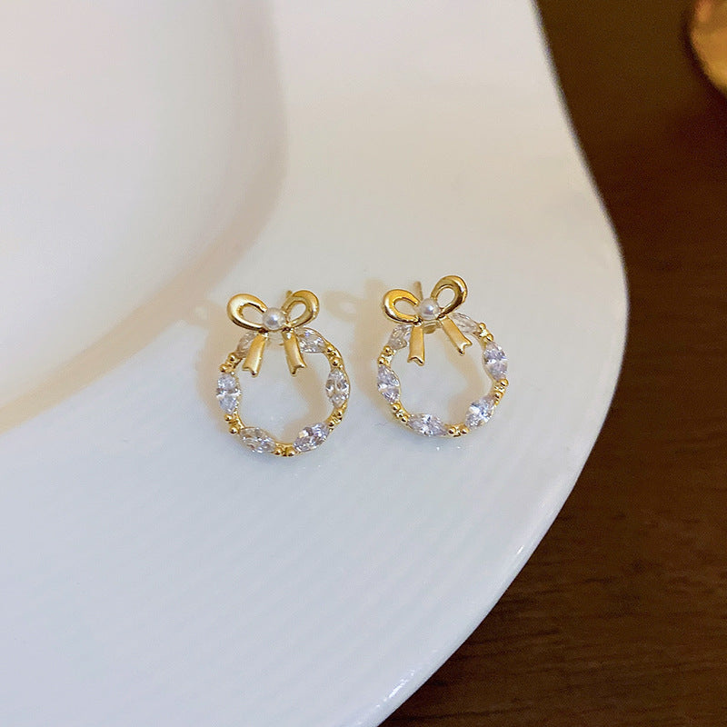 Sier Needle Flower Curved Irregular Pearl Baroque Vintage Earrings