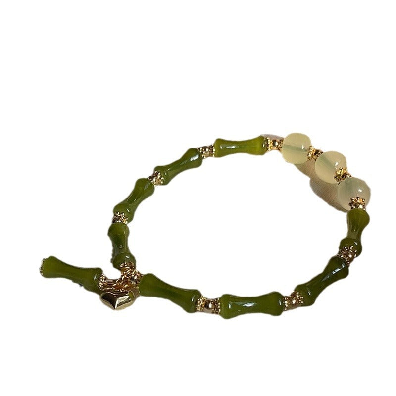Green Bamboo Three-life Stone Good Luck Exam Shore Bracelets