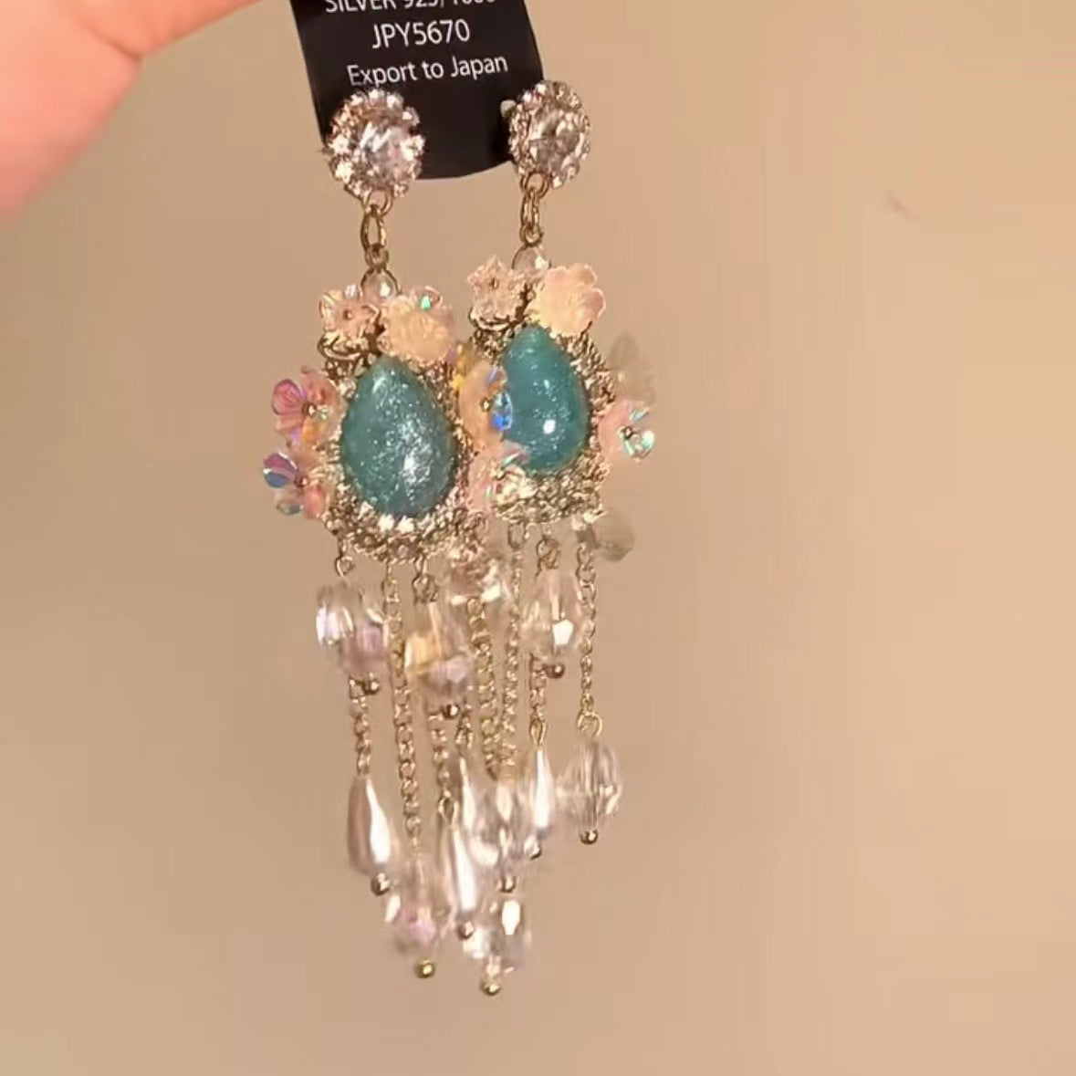 Women's Sier Butterfly Tassel Sweet Flowers Long Rings