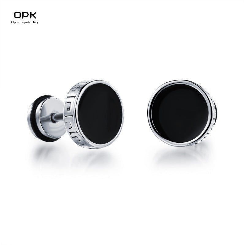 Men's Golden Great Wall Return Pattern Flat Round Cake Rings