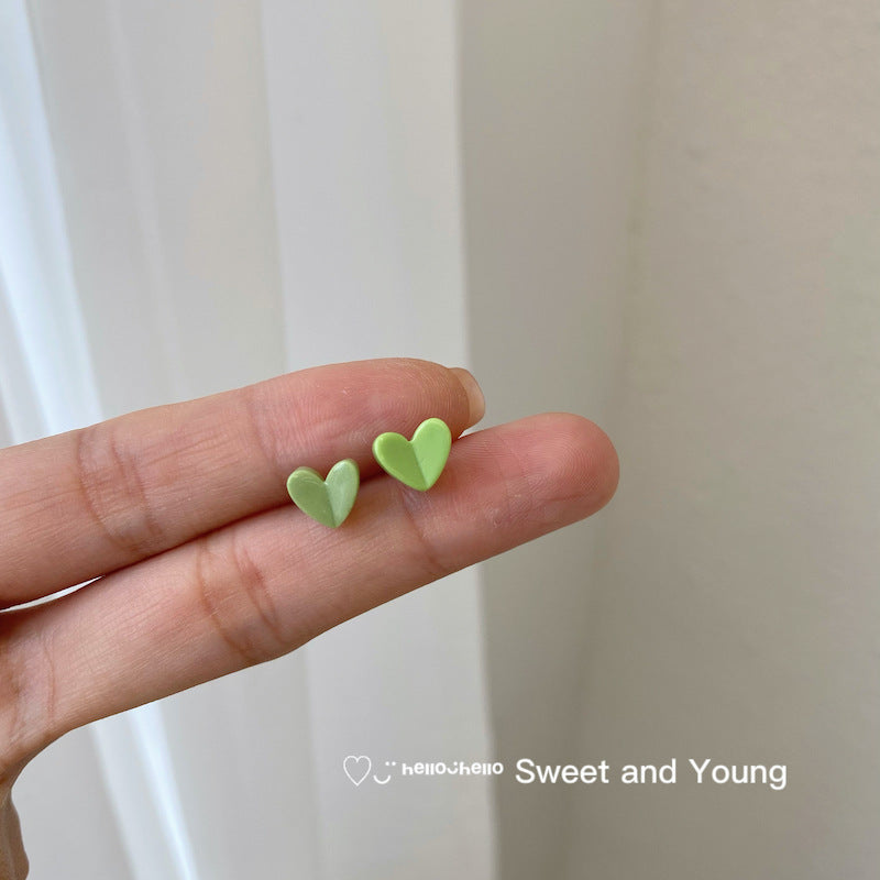Ceramic Three-dimensional Colored Loving Heart Sweet Cute Earrings