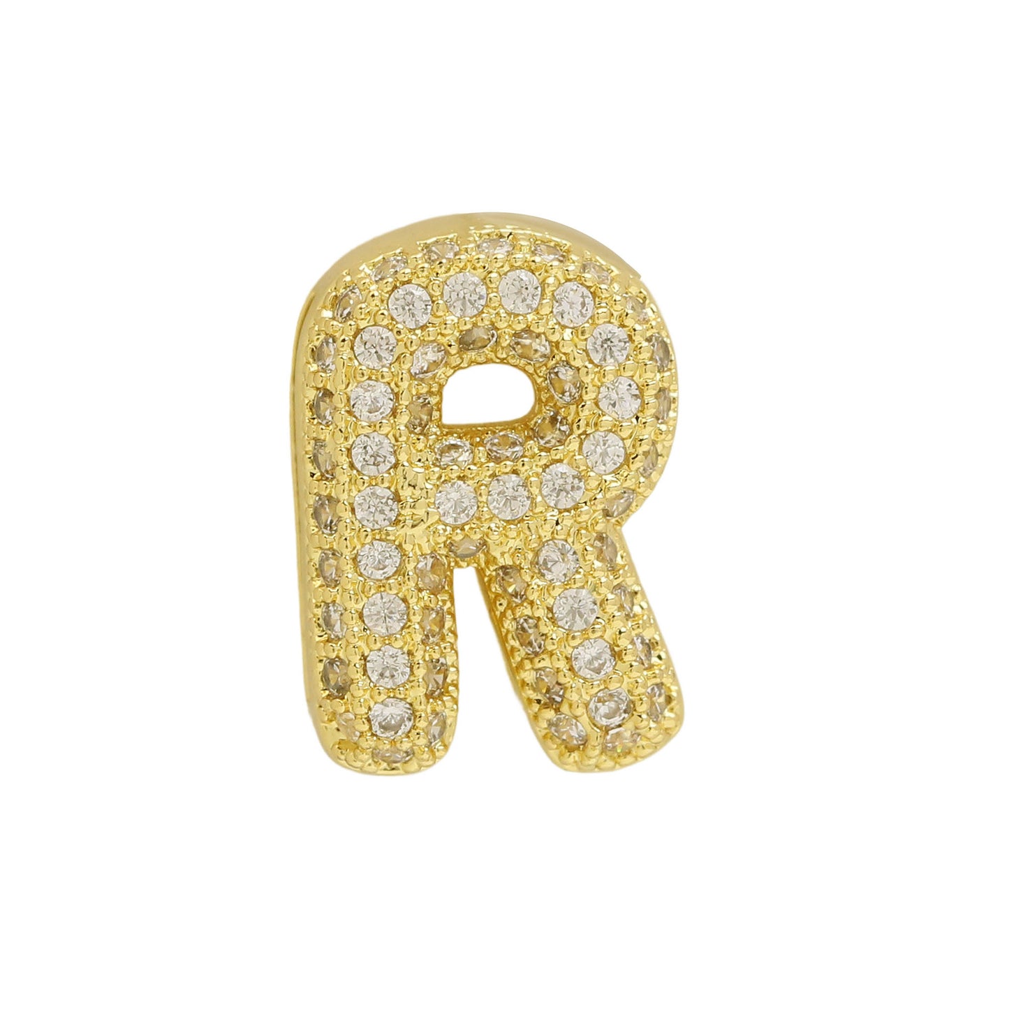 Golden Chubby Balloon Bubble Zircon Letter Bracelets