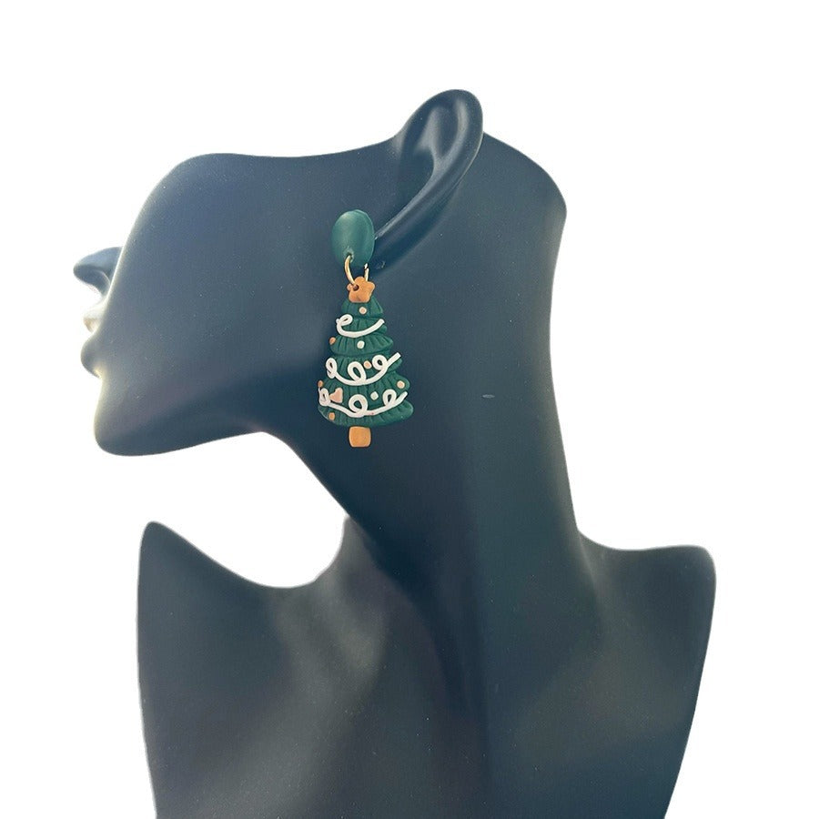 Christmas Fashion Creative Handmade Polymer Tree Earrings