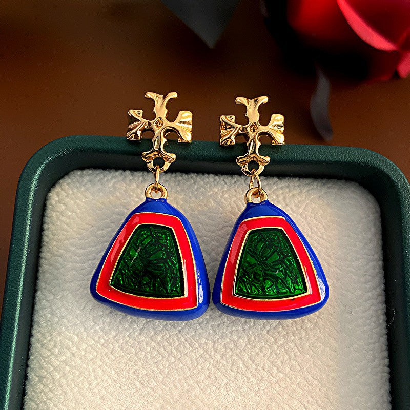 Oil Oval Geometric French Retro Special Earrings