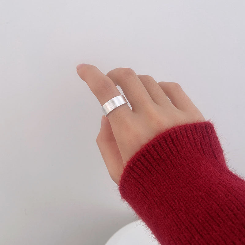 Korean Niche Design Wide Narrow Open Frosted Glossy Rings