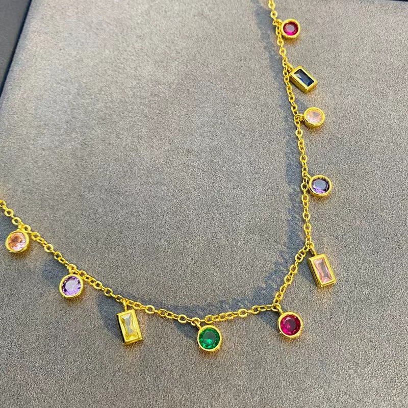 Gem Style Zircon Tassel Female Jewelry Necklaces