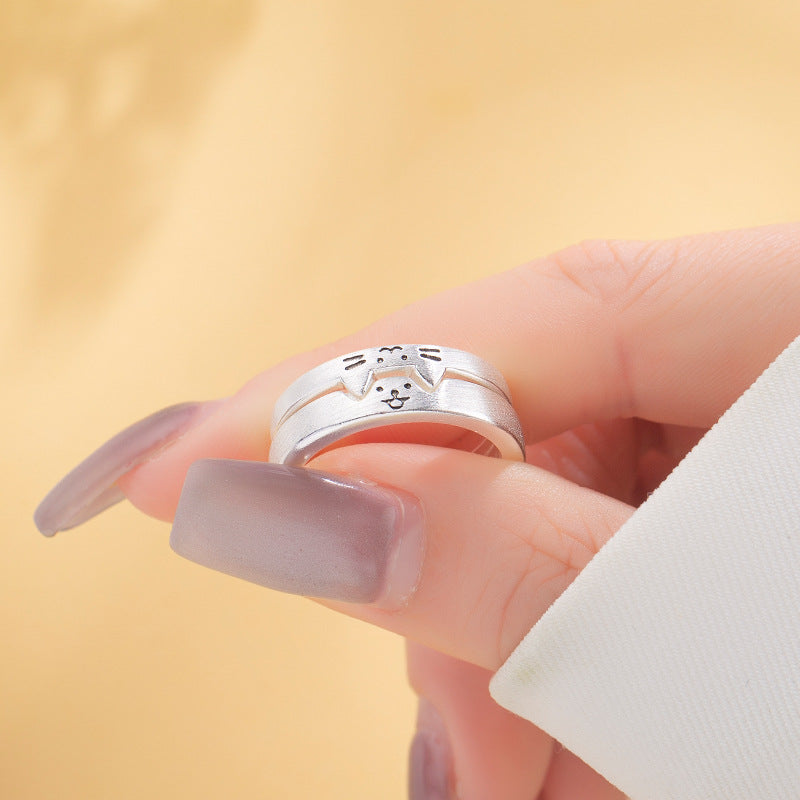 Kitten Puppy Couple Personality Overlay Combination Cute Rings