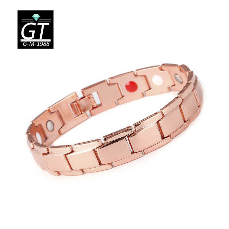 Men's Detachable Magnet Beveled Black Gold Mature Golden Bracelets