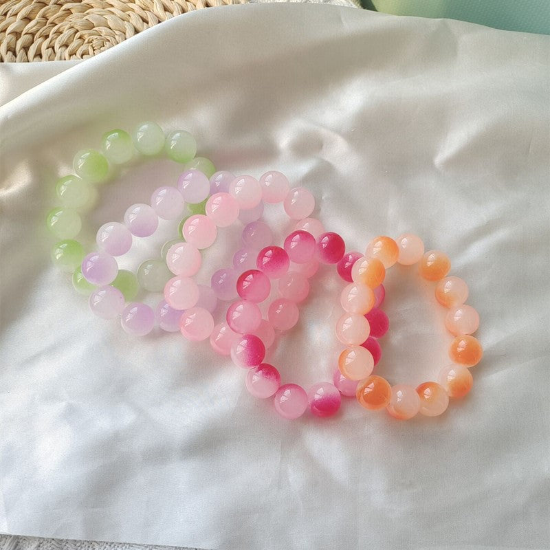 Pliable Temperament Gradient Color Ice Transparent Buddha Beads Hand Bracelets