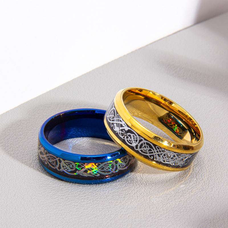 Men's Elegant Dragon Pattern Xi For Rings