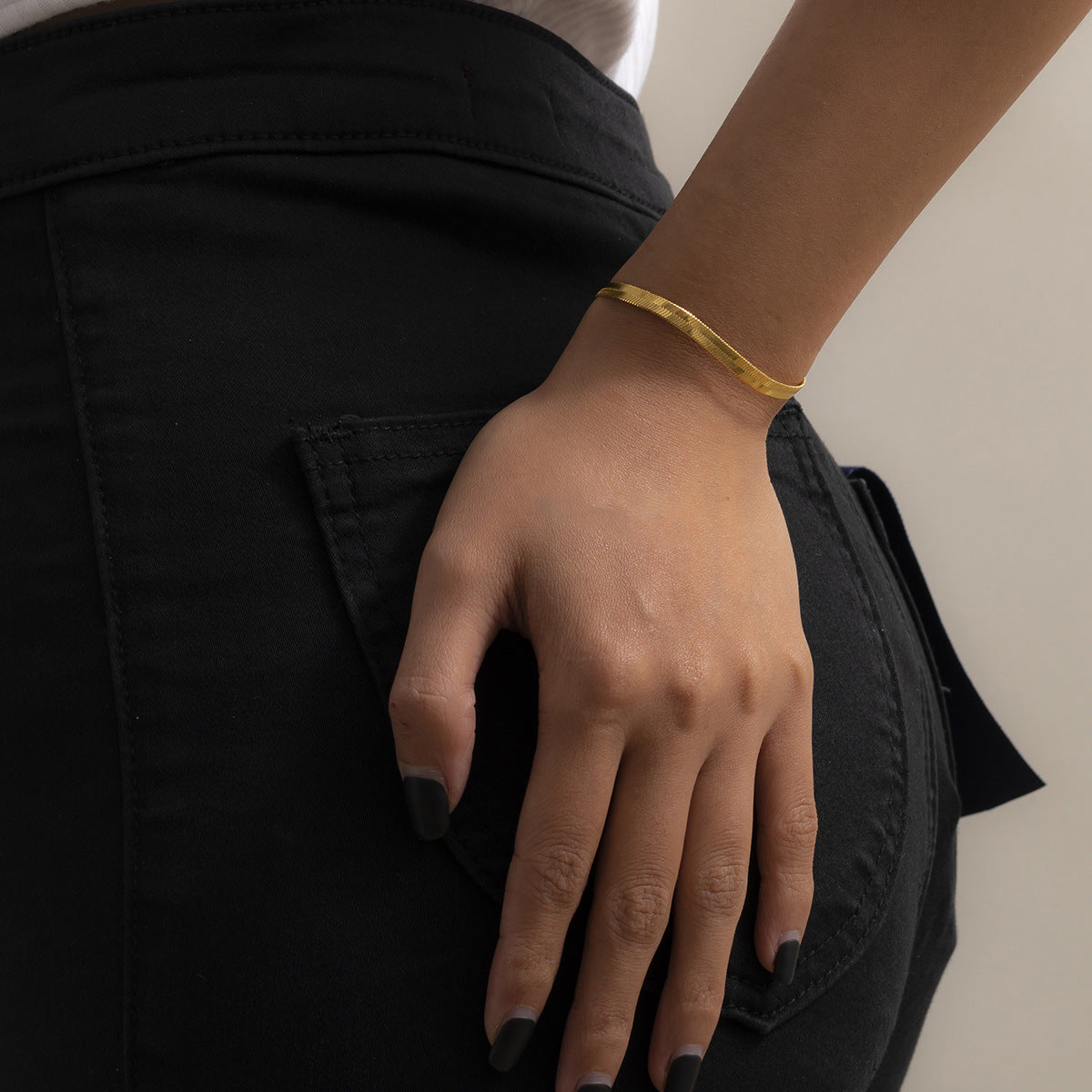 Women's Short Blade Chain Ethnic Style Flat Snake Bracelets