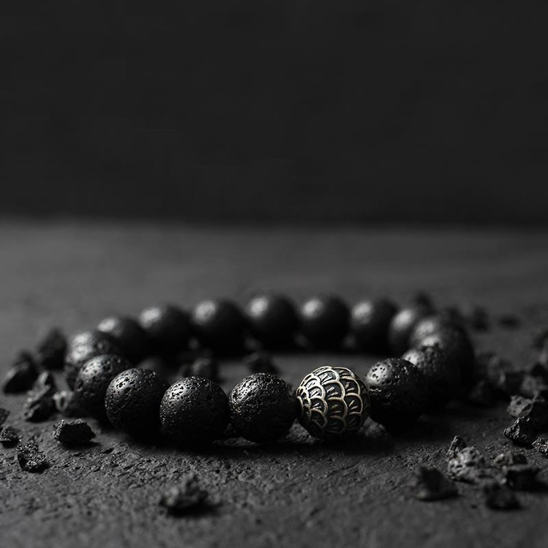 Men's Boys Hand Jewelry Obsidian Volcanic Stone Bracelets