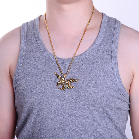 Men's Steel Flying Eagle Personal Accessories Titanium Necklaces