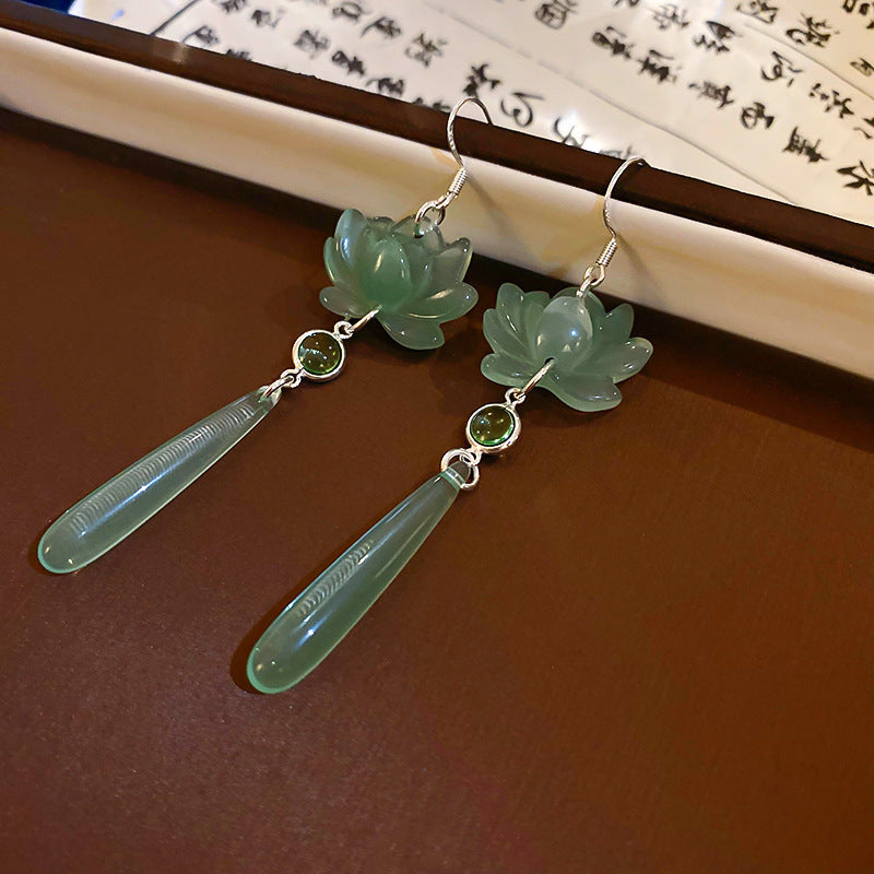Chinese Style Flower Bamboo Tassel Fashion Trend Ear Hook Earrings