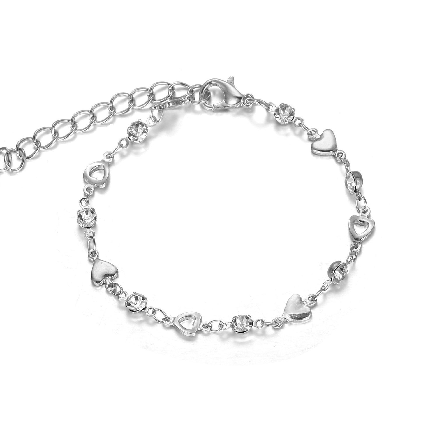 Sweet Cool Style Hollow Loving Heart Zircon Female Bracelets