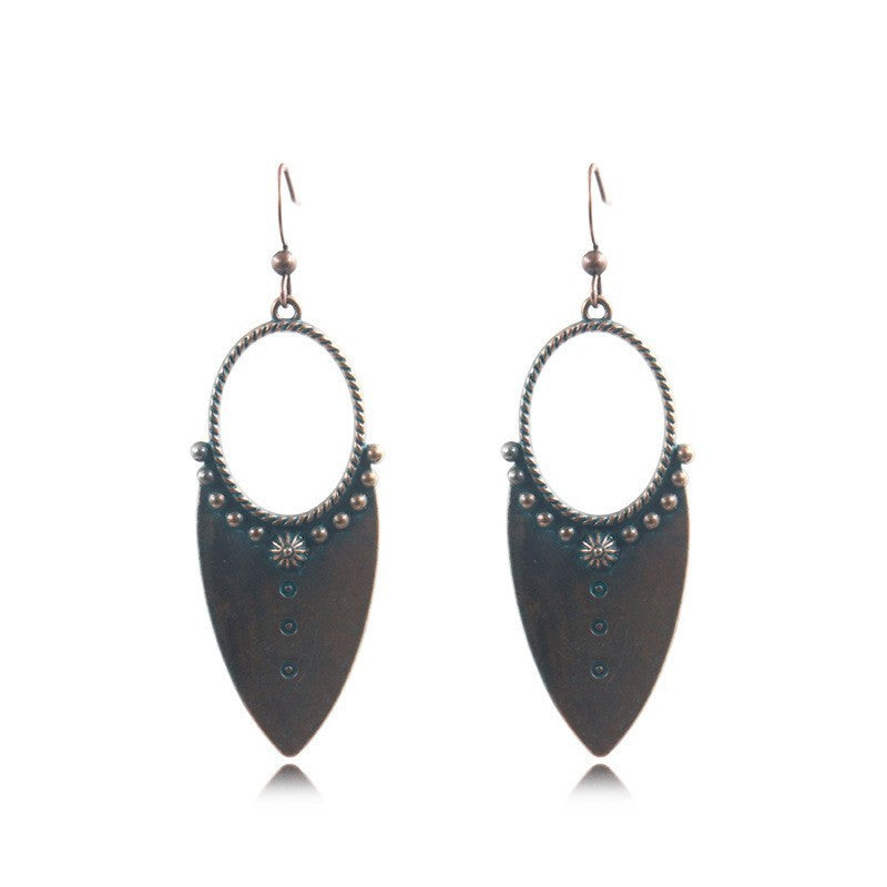 Popular Metal Alloy Geometric Leaves Turquoise Earrings