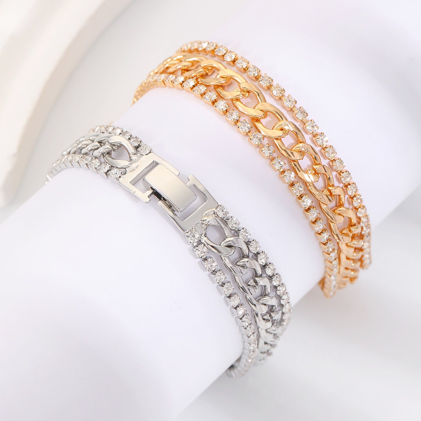 Alloy Diamond Cuban Link Chain Female Bracelets
