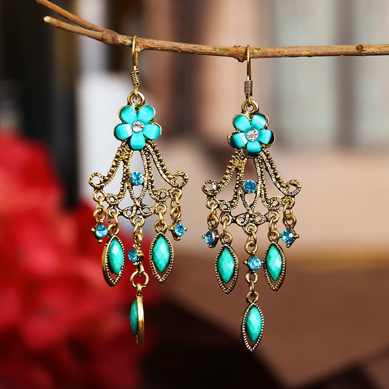 Ethnic Style Your Colorful Vintage Flower Earrings