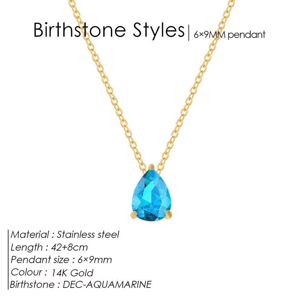 Zircon Month Birthstone Birthstones Vacuum Electroplating Necklaces