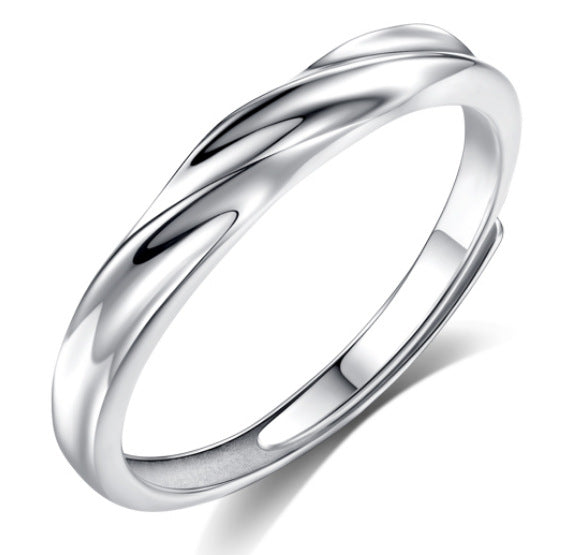 Women's & Men's Sier Mobius Strip Couple One Pair Trendy Valentine's Rings