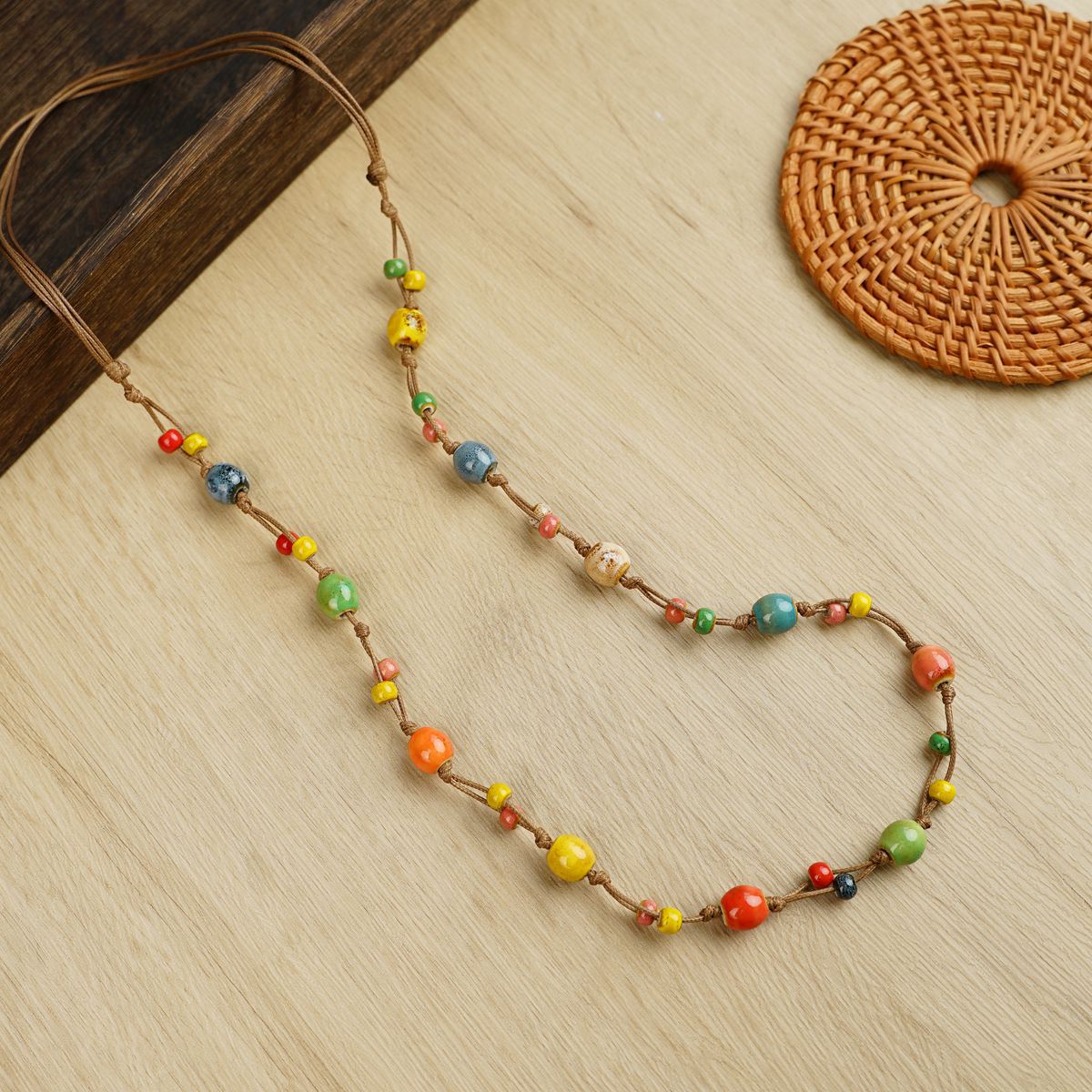 Ceramic Dopamine High Sense Colored Loving Heart Long Necklaces