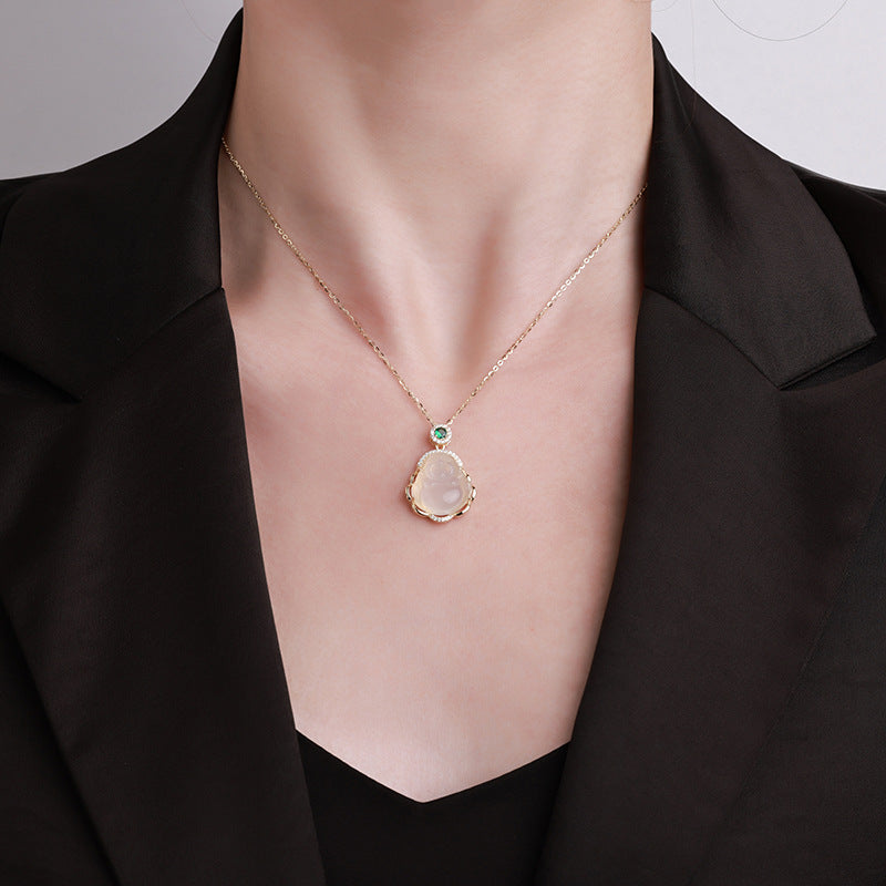 Luxury Minority Clavicle Chain White Chalcedony Necklaces