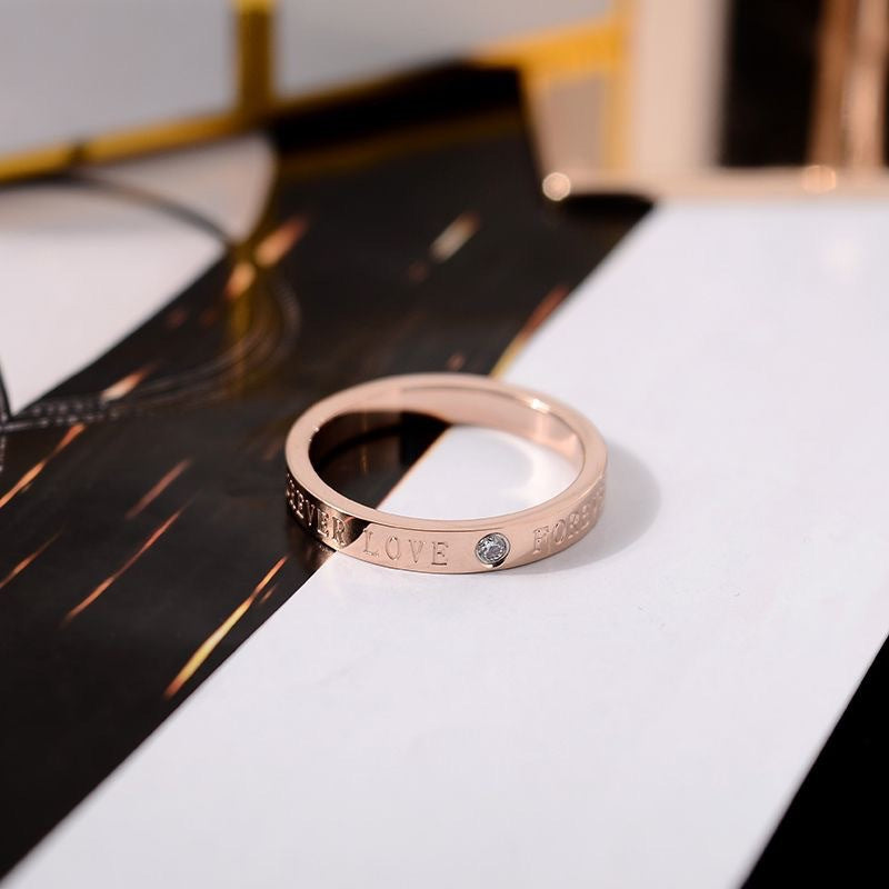 Minimalist Personality Social Couple Girlfriends Male Titanium Steel Rose Rings