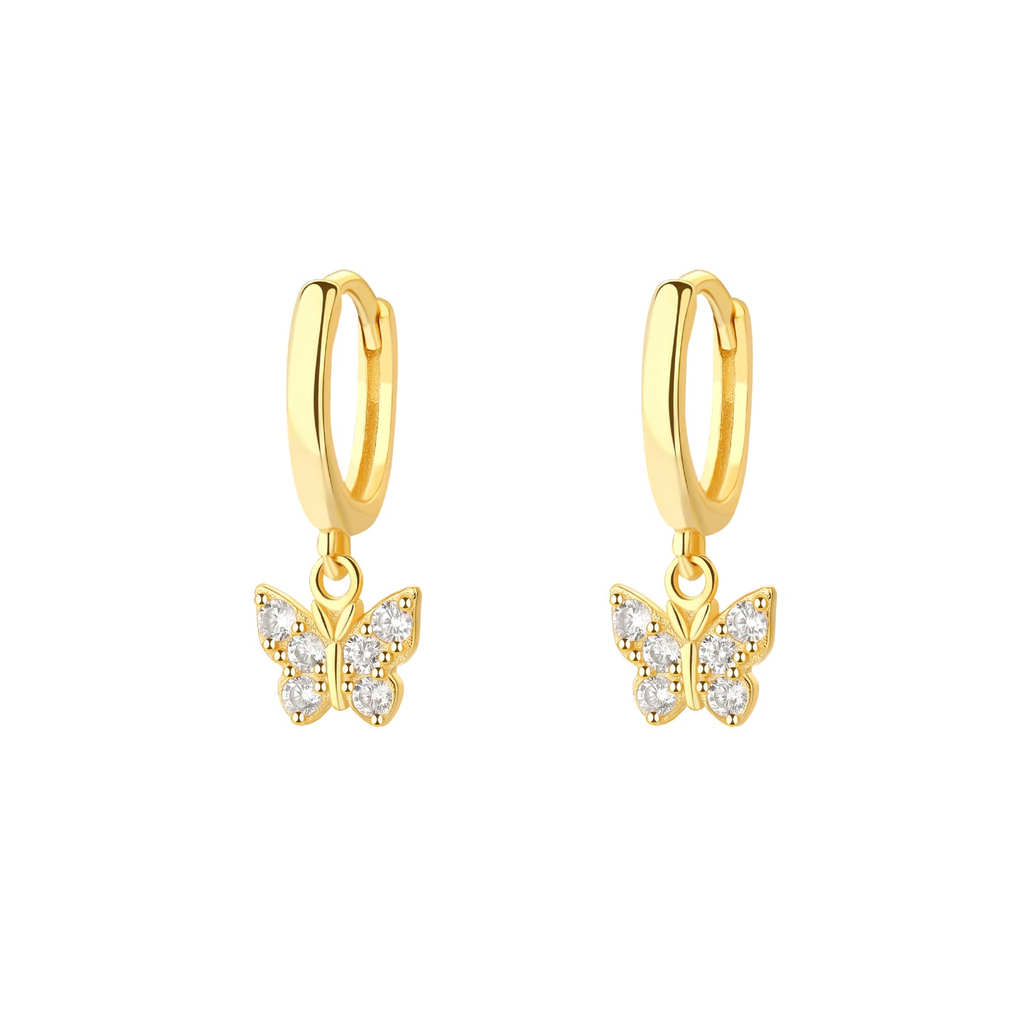 Sier Butterfly Zircon Eardrop Female Geometric Earrings