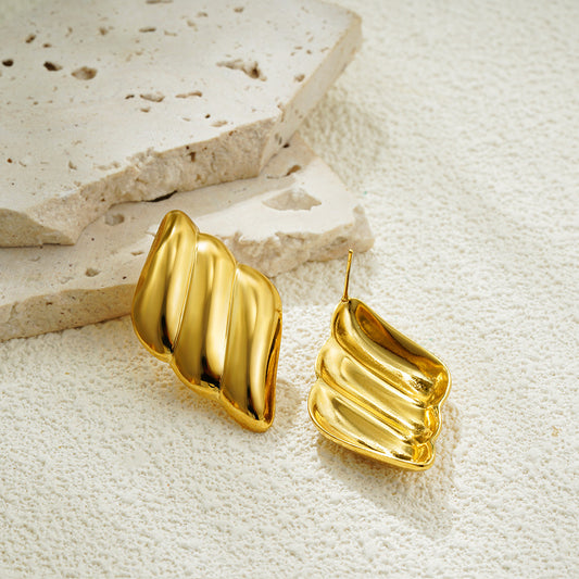 Stainless Steel Gold Wings Stick Siren Earrings