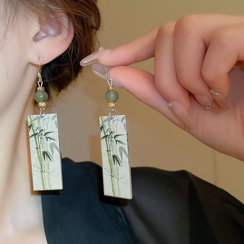 Chinese Style Flower Bamboo Tassel Fashion Trend Ear Hook Earrings