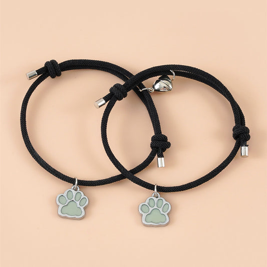 Women's & Men's Luminous Dripping Oil Dog's Paw Magnetic Bracelets