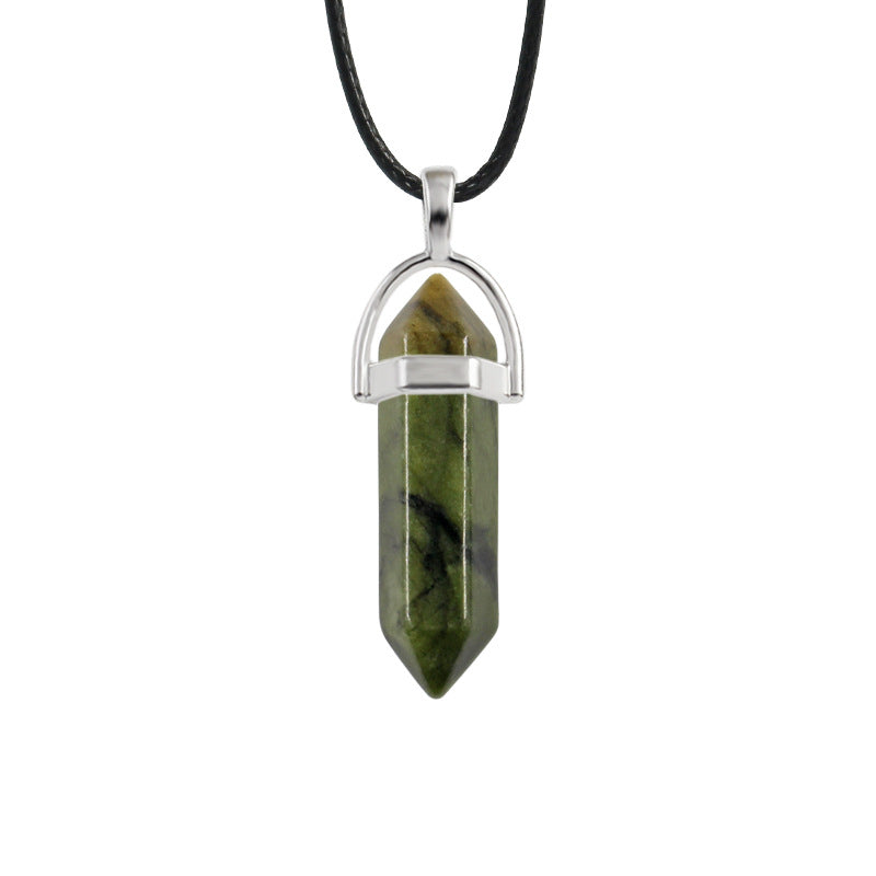 Natural Stone Hexagon Prism Fashion Crystal Necklaces