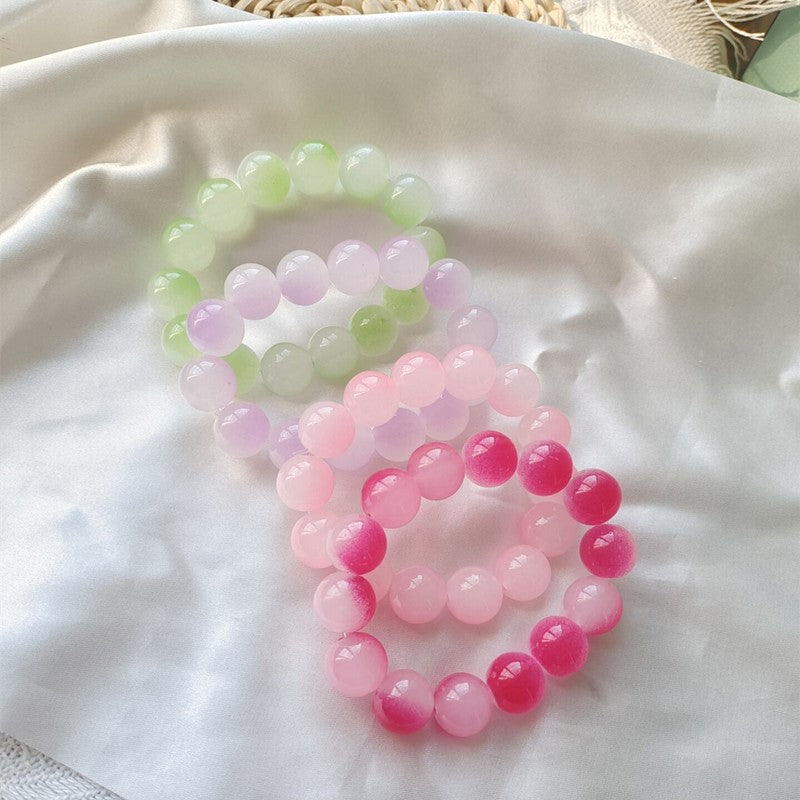 Pliable Temperament Gradient Color Ice Transparent Buddha Beads Hand Bracelets
