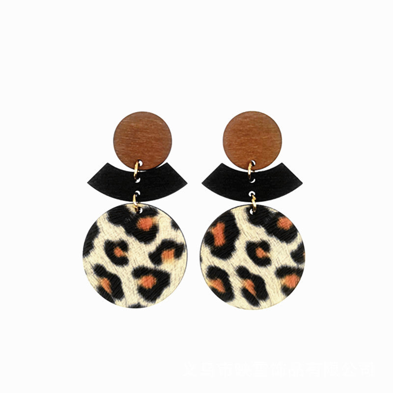 Patch Fashionable Simple Geometric Versatile Wooden Earrings
