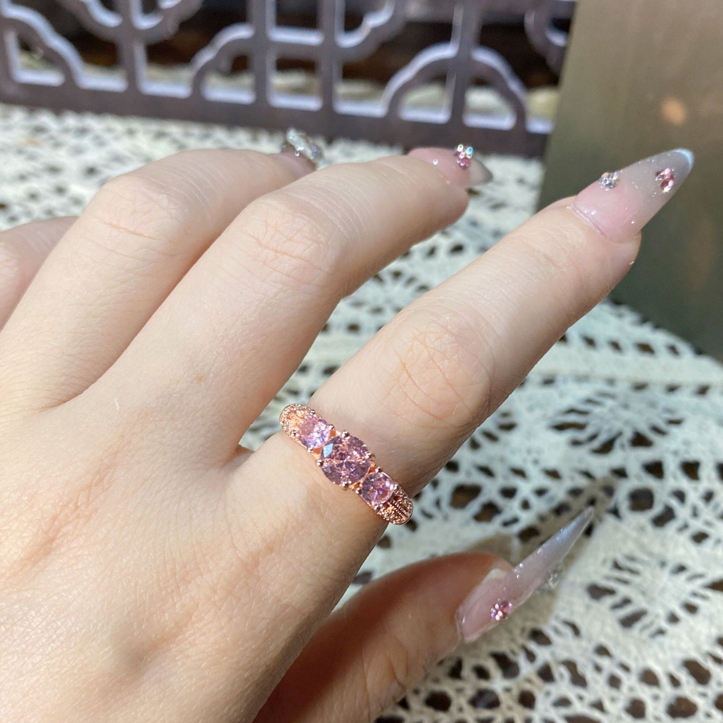 Palace Rose Golden Lace Hollow Open End Expensive Rings