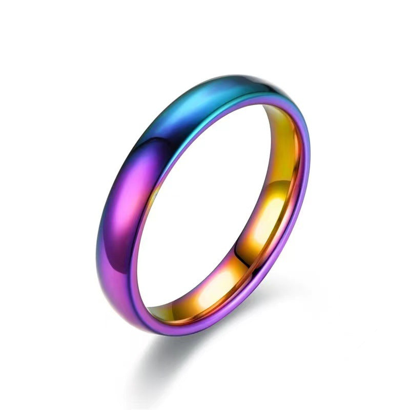 Women's & Men's Korean Fashion Inside Outside Arc Titanium Steel Couple Rings