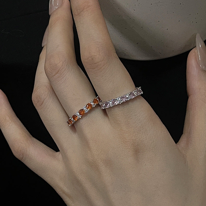 Full Rhinestone Zircon High-grade Open Light Luxury Minority Rings