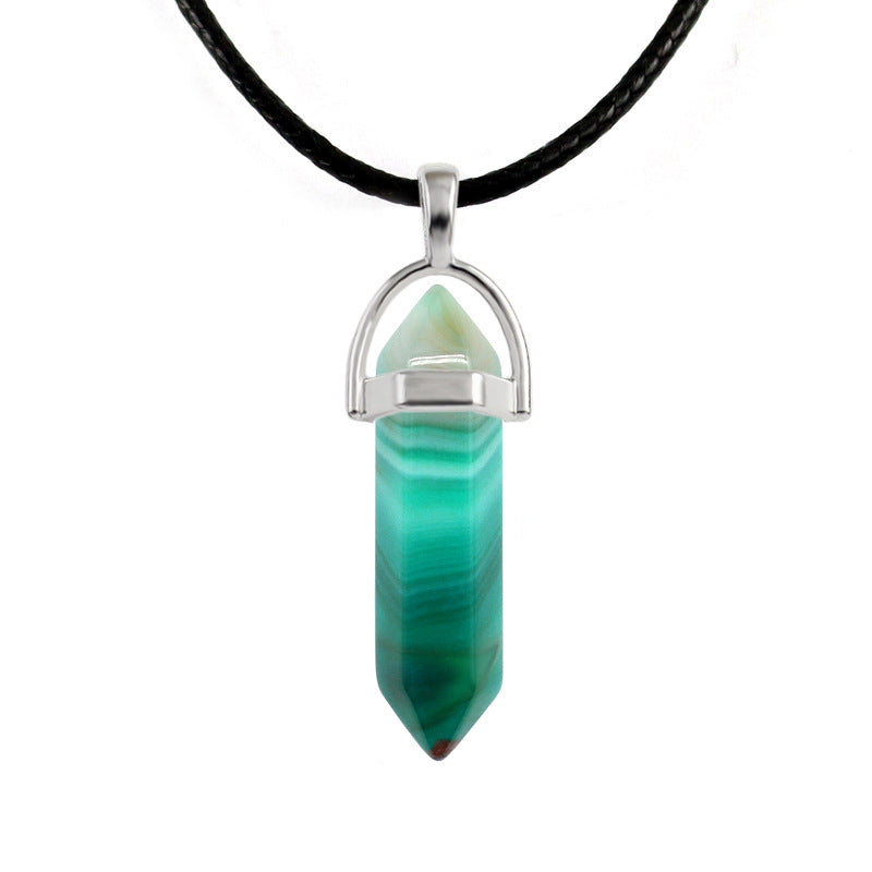 Natural Stone Hexagon Prism Fashion Crystal Necklaces