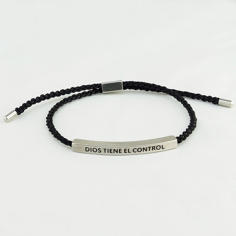 Stainless Steel Elbow Lettering Adjustable Length Letter Woven Bracelets