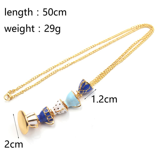 Magic Multiple Enamel Glaze Tea Cup Necklaces
