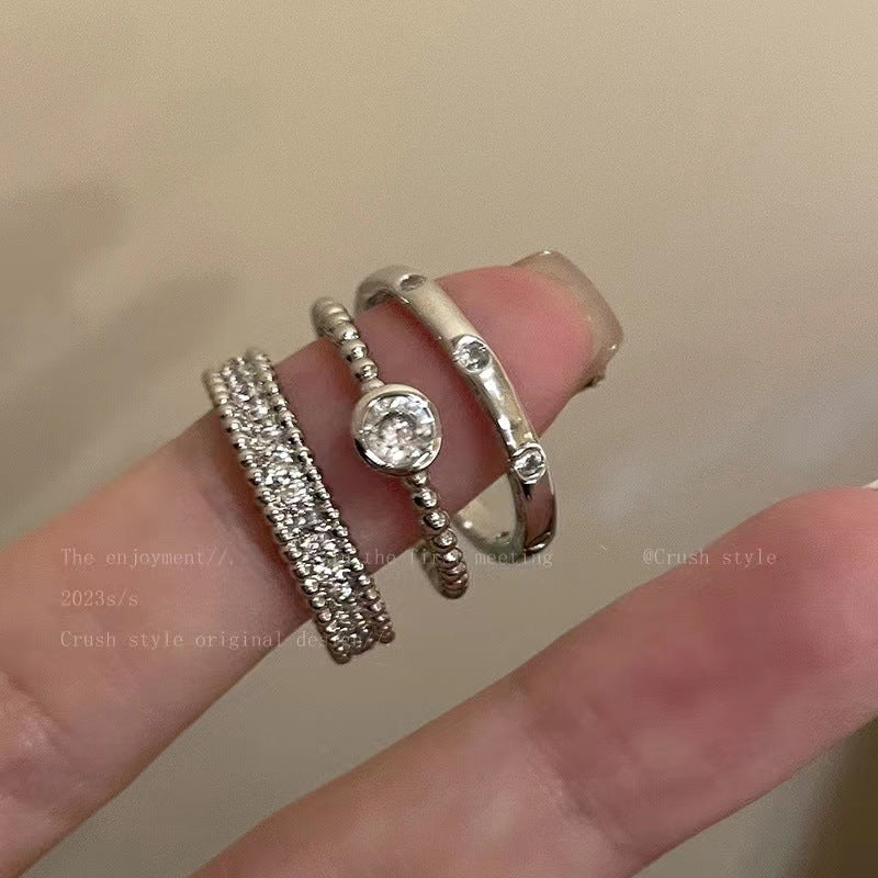 Simple Zircon Metal Open Suit Female Design High Sense Rings
