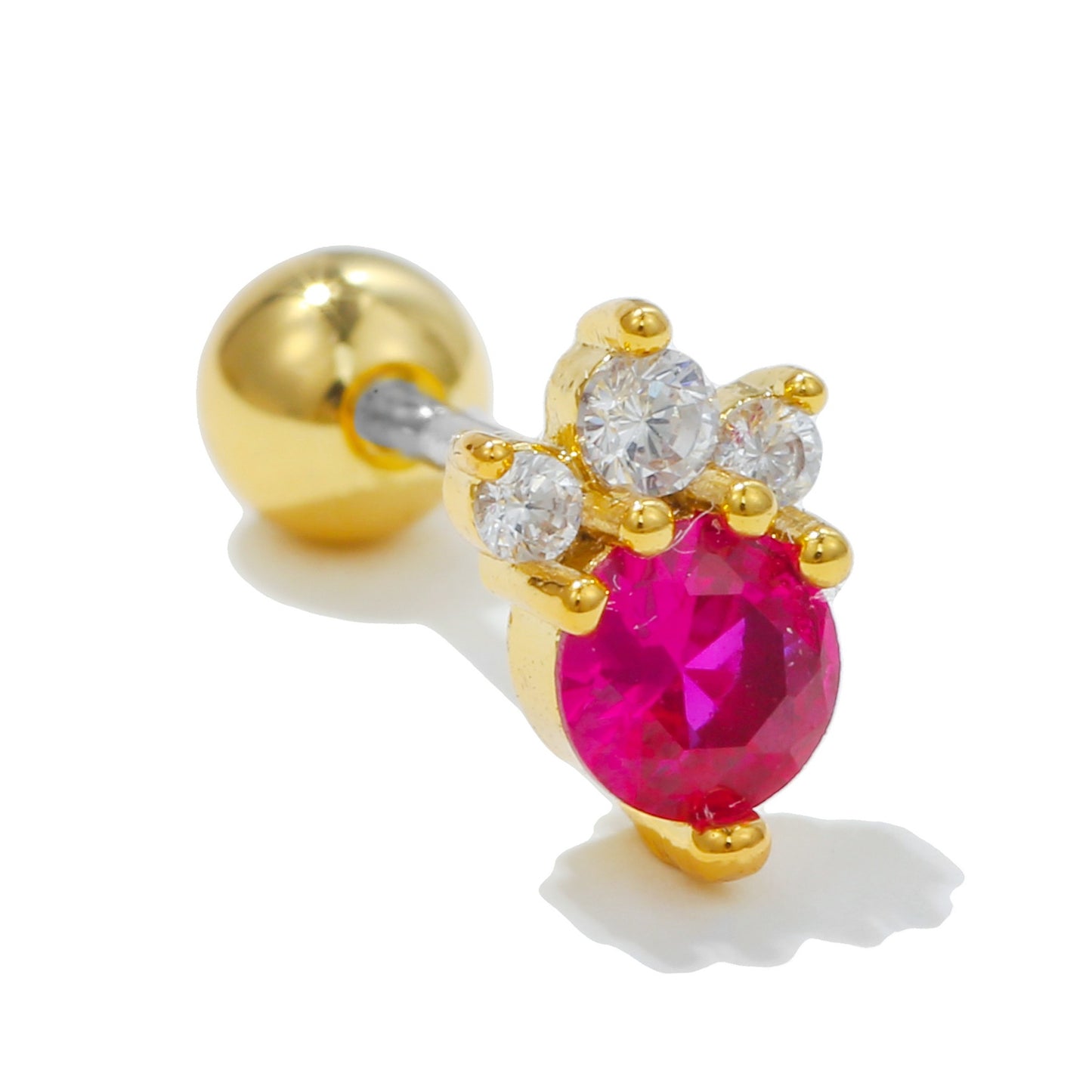 Color Zircon Ear Bone Stainless Steel Earrings